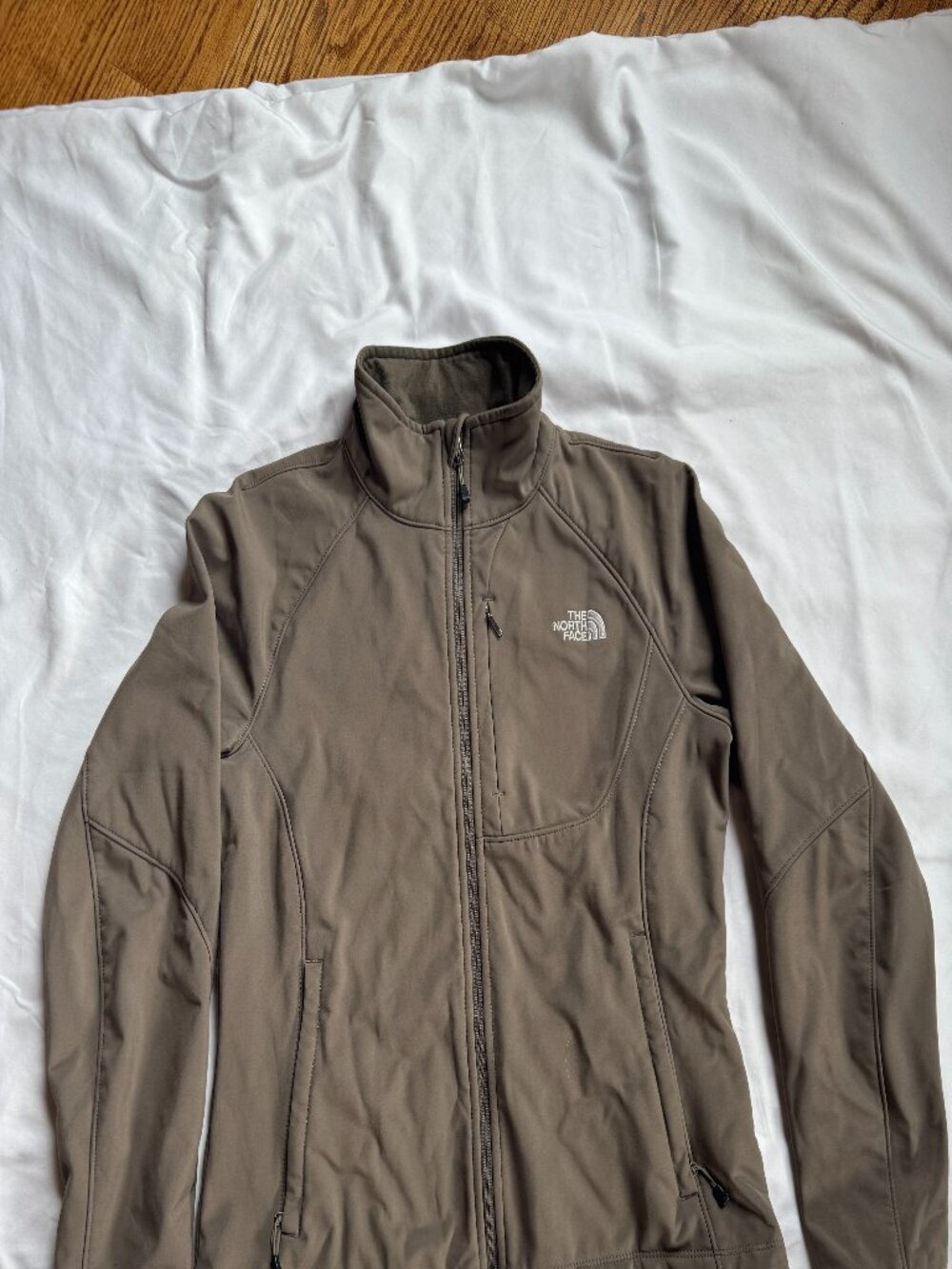 The North Face Womens Soft Shell Jacket Brown Fleece Lined Full Zip Medium
